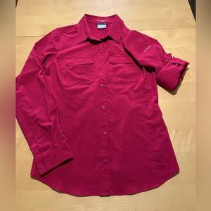 Women’s Columbia Omni Shade Long Sleeve Shirt - burgundy - M